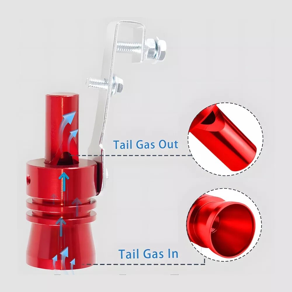 Red Car Motorbike Universal Turbo Sound Whistle, 2x Exhaust Pipe Noise Amplifier