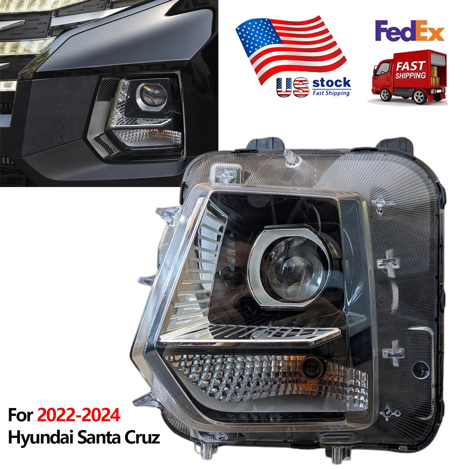 Fits 2022-2024 Hyundai Santa Cruz Halogen Headlight Left/Driver Side 92101-K5000
