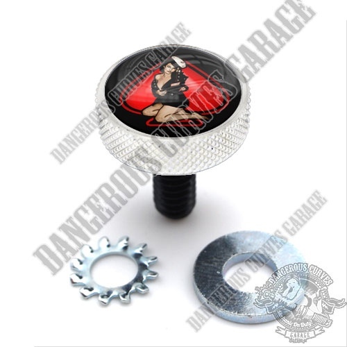 Polished Billet Knurled Thumb Screw Seat Bolt for 99 – 16 Touring PIN UP GIRL NV