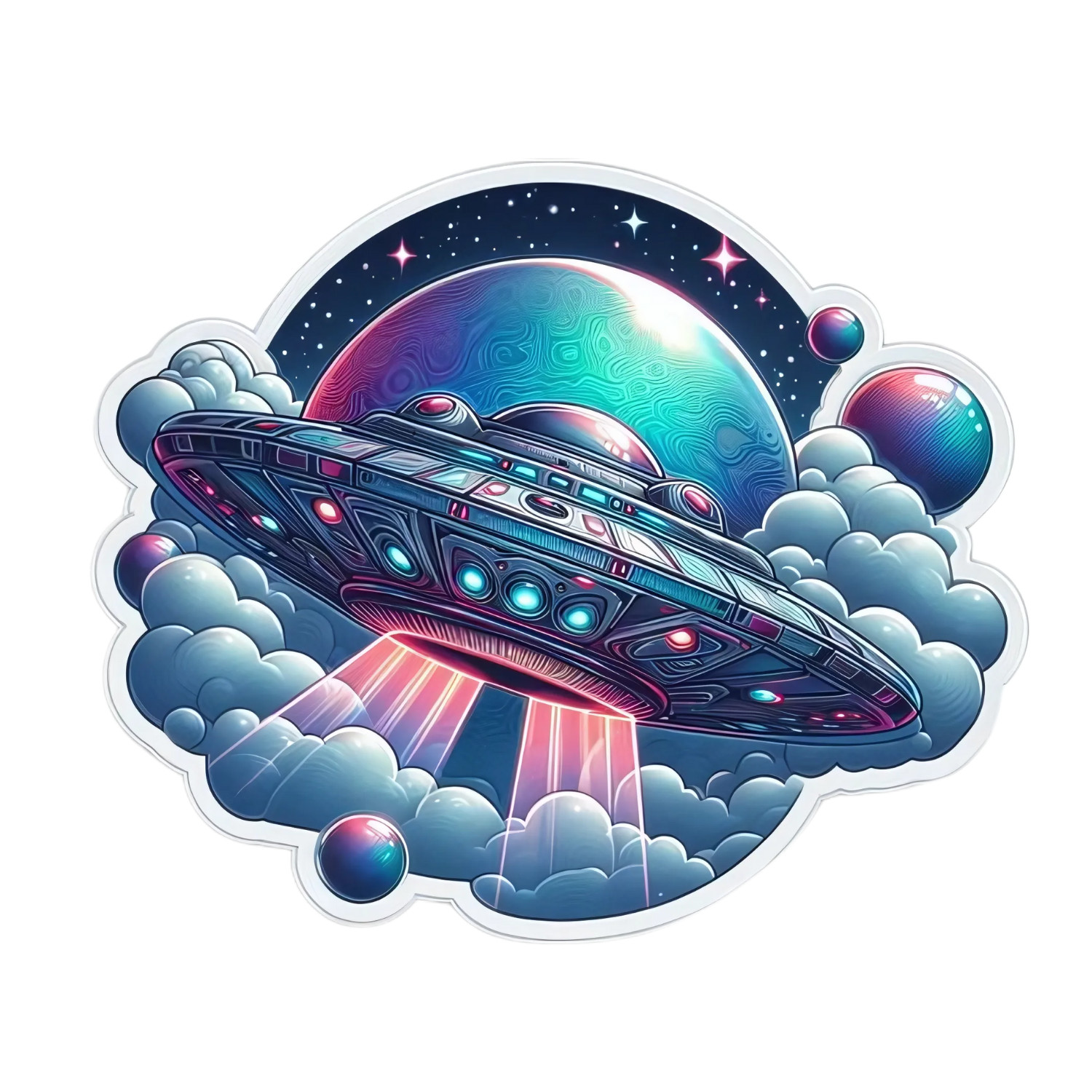 UFO Sky Sticker (2 Inch) Street Art Urban Edgy Grunge Punk Colors
