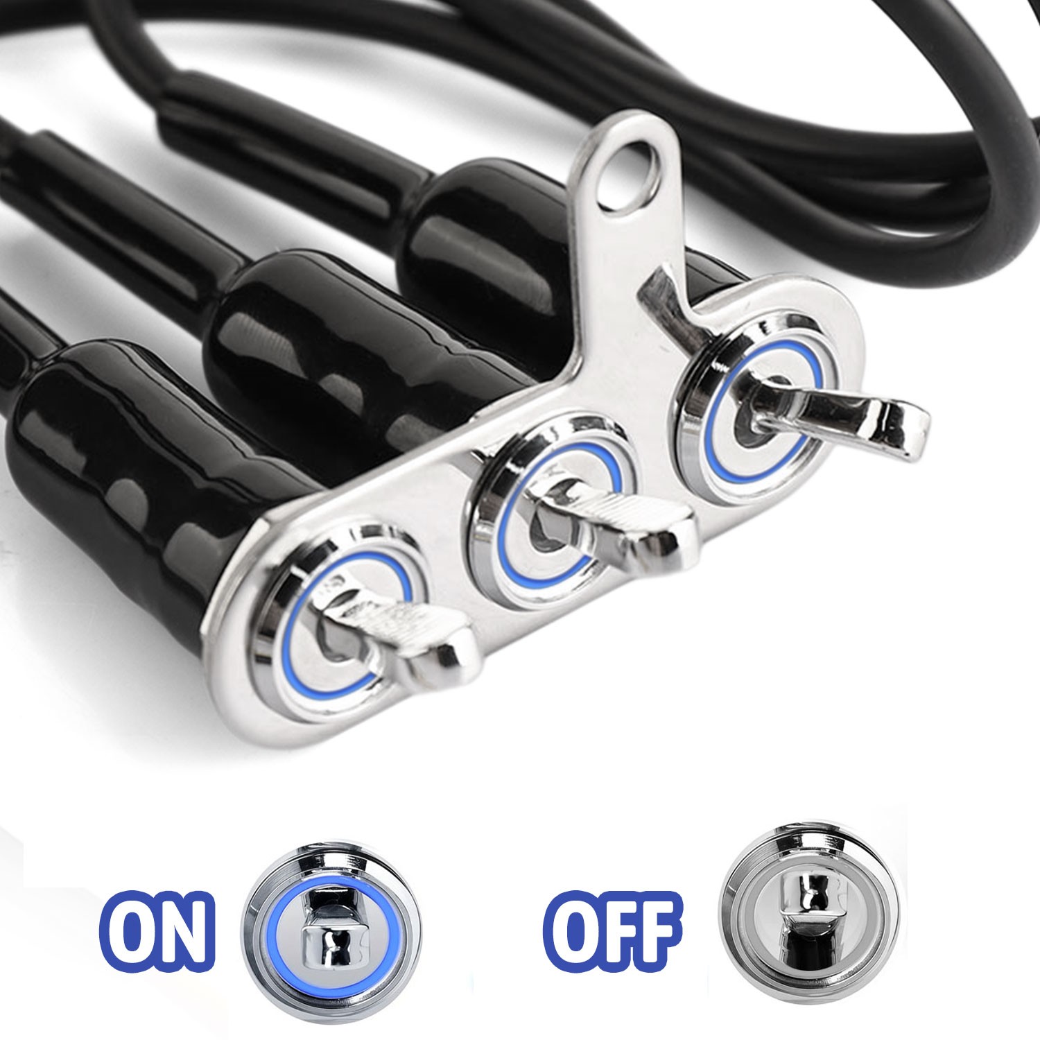 3-in-1 LED Motorcycle Handlebar Rocker Switch 12V ON/OFF Headlight Fog Light