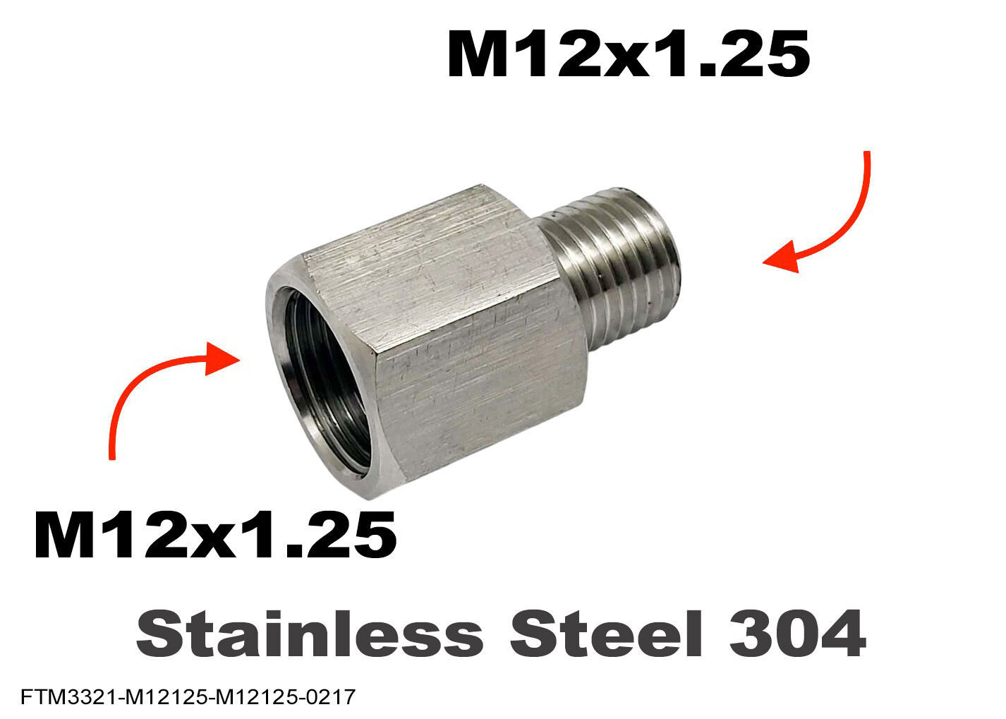 M12x1.25 Female to M12x1.25 Male Stainless Sensor Adaptor Fittings Conversion