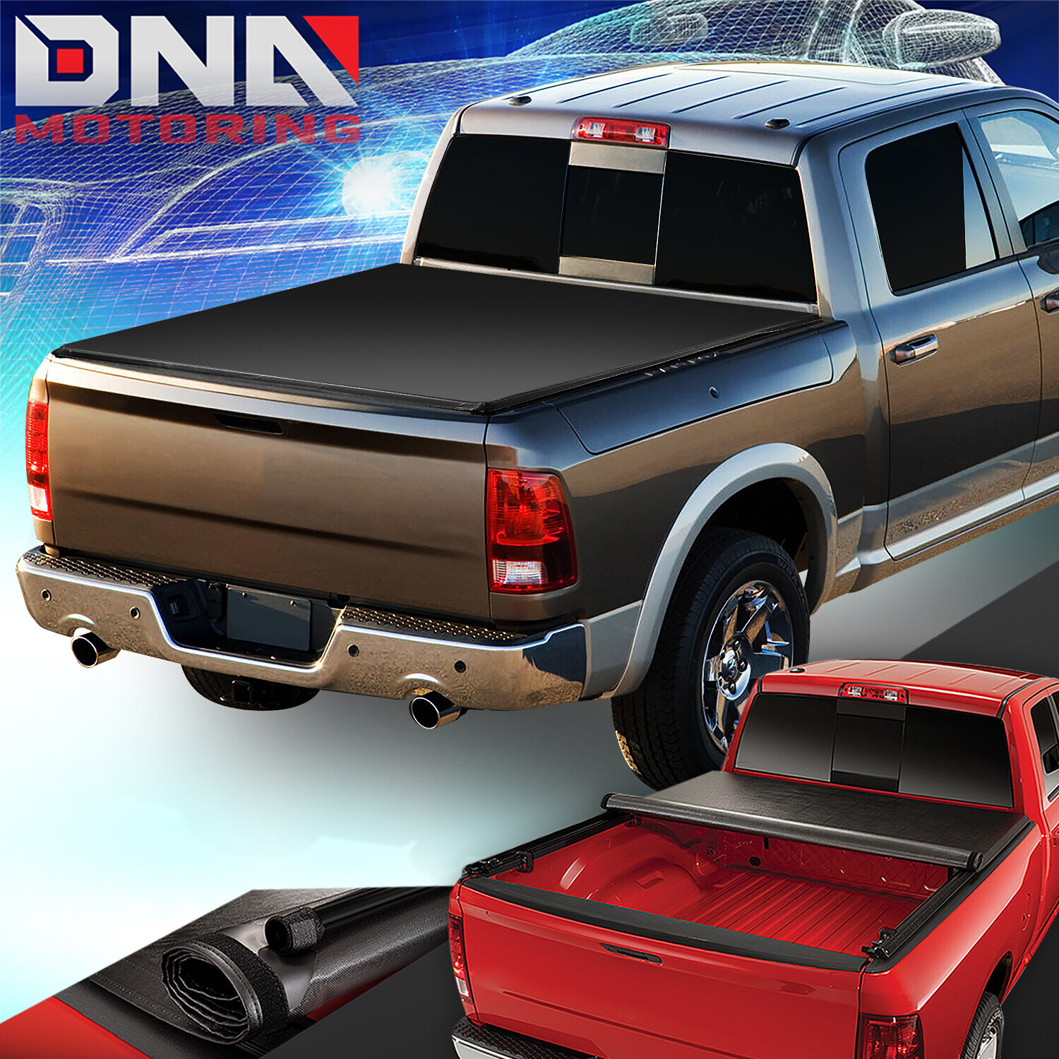 FOR 2009-2022 RAM 1500 classic 5.7 FT FLEETSIDE BED SOFT ROLL-UP TONNEAU COVER