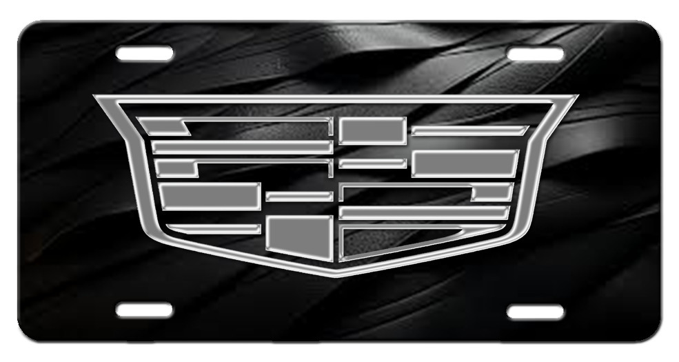Cadillac Vanity Metal Aluminum License Plate Tag New Silver and Black