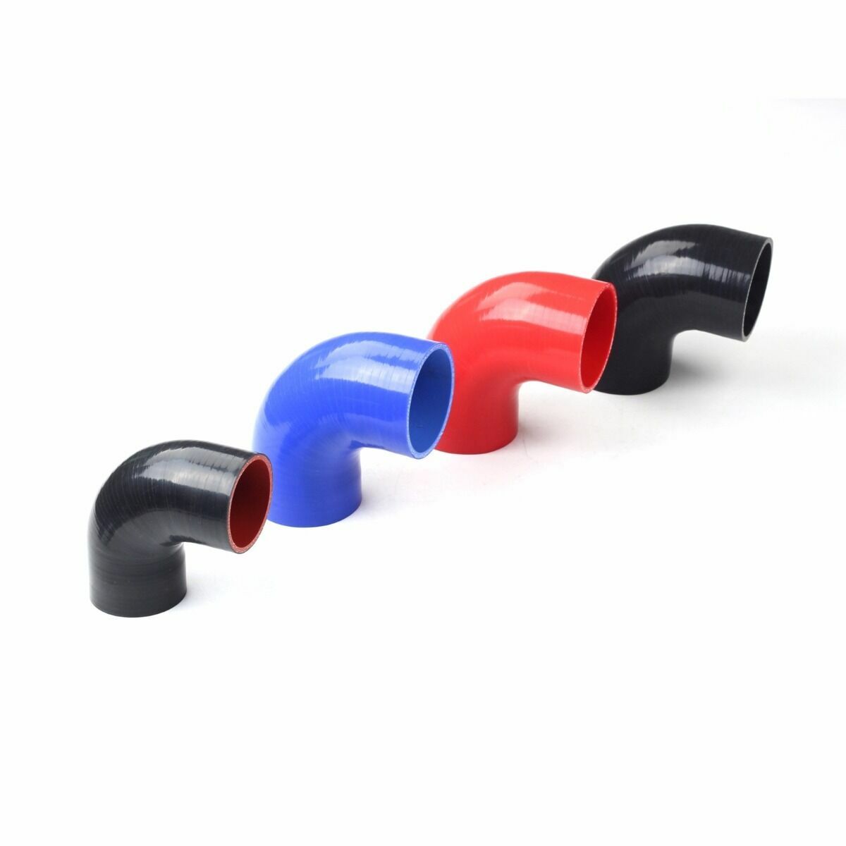 2″ inch 51 mm ID 90 Degree Silicone Coupler Hose Pipe Black Red + 2x T-Clamps