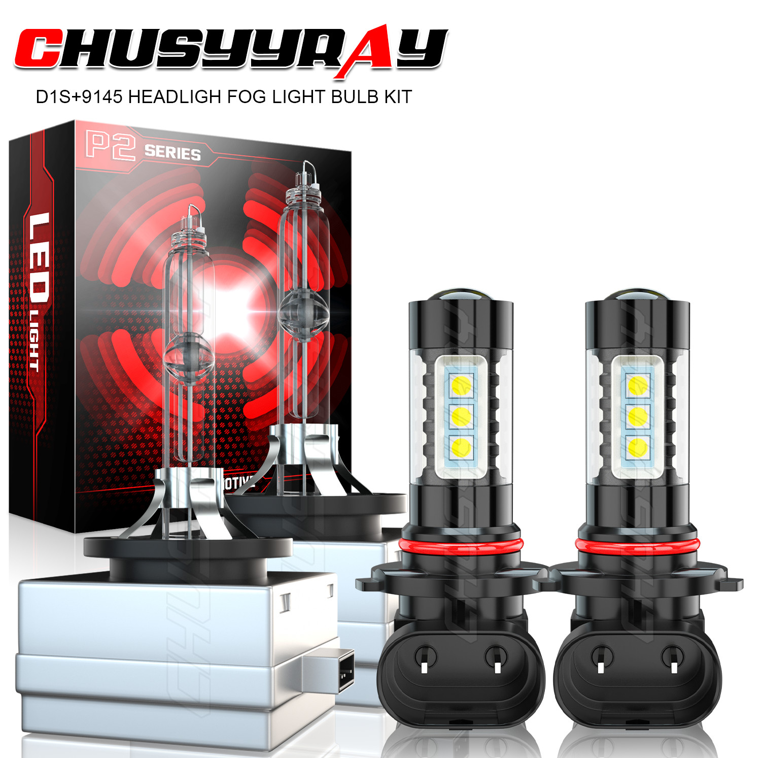 For Cadillac DTS 2006-2011 -4PC Xenon HID Headlight HI/LO & LED Fog Light Bulbs
