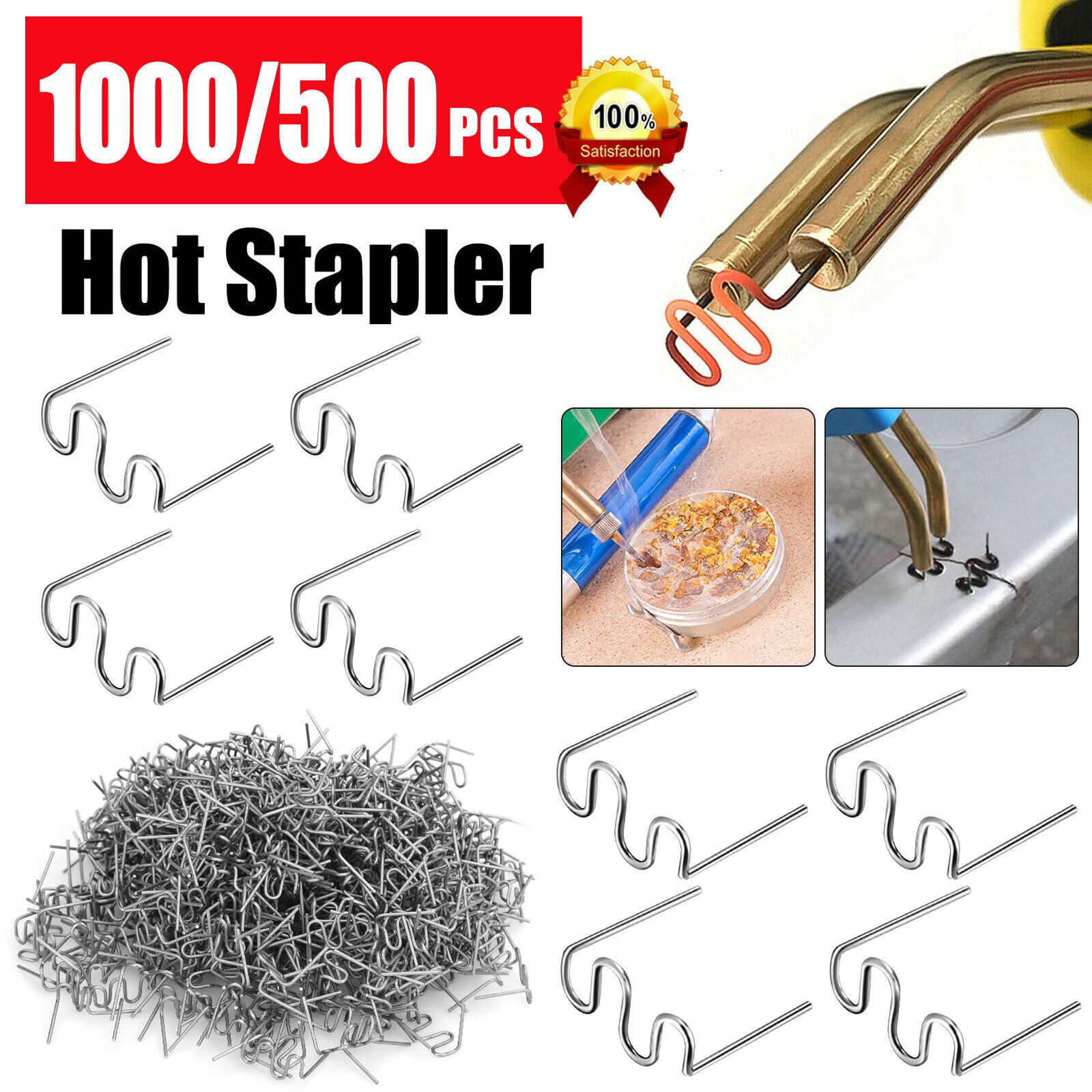 1000/500Pcs Hot for Car Stapler Bumper Fender Welder Plastic Welding Repair Kit