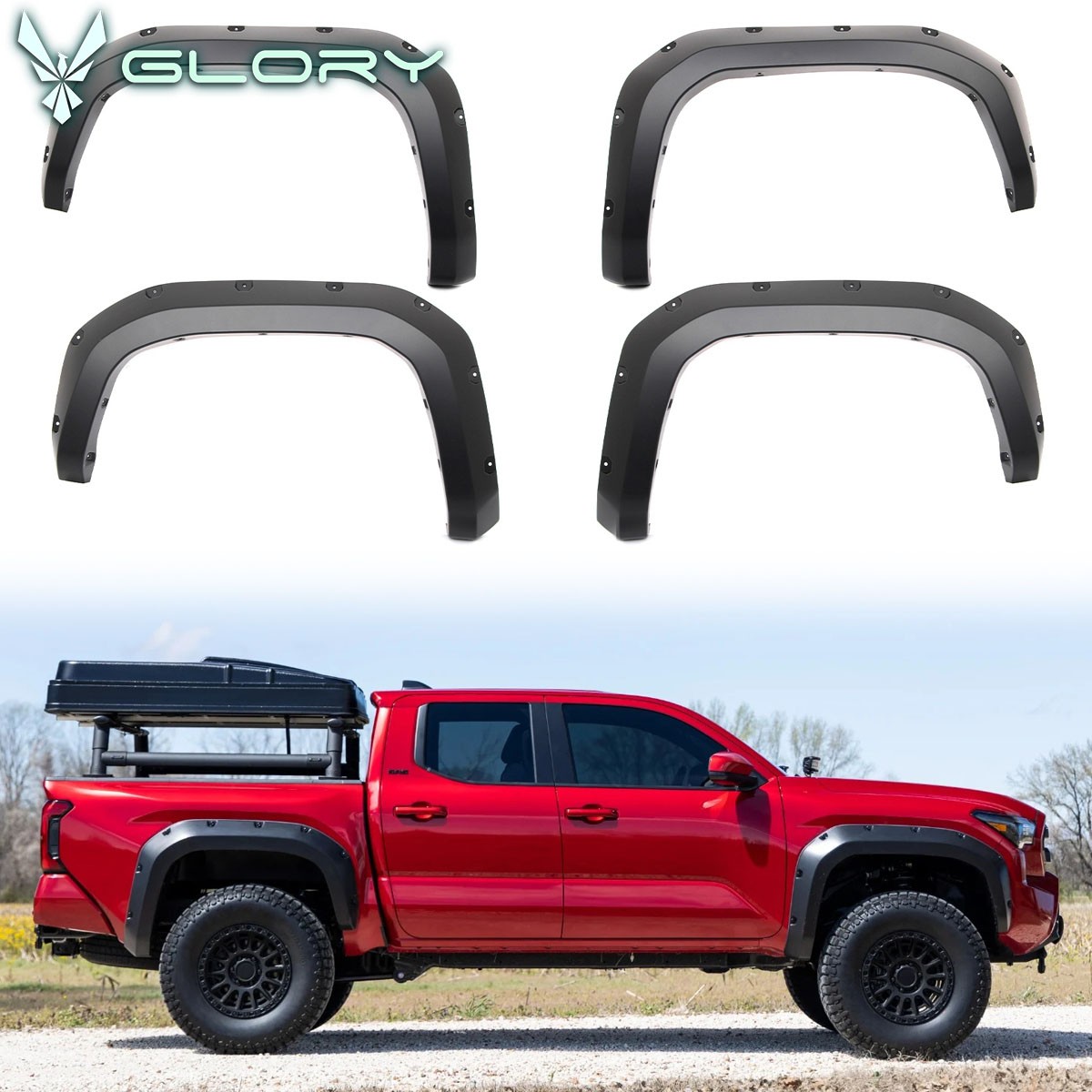 Fits 24-25 Toyota Tacoma Fender Flares Pocket Style Wheel Trim Cover PP 4PC