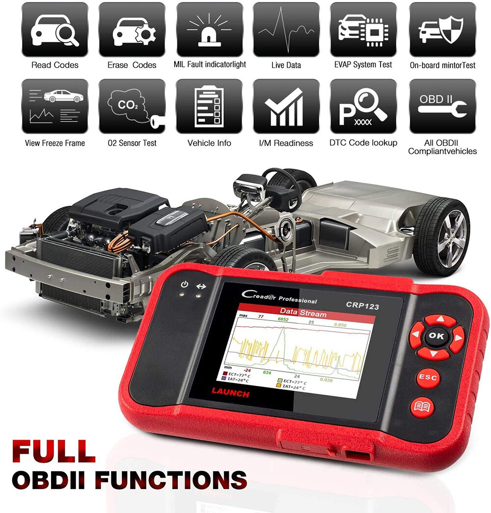 LAUNCH CRP123 Creader OBD2 Scanner ABS SRS Code Reader Car Diagnostic Scan Tool