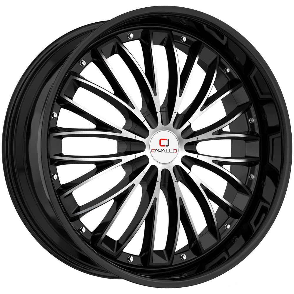 (4) Cavallo CLV-42 18×8 5×112/5×4.5″ +35mm Black/Machined Wheels Rims 18″ Inch