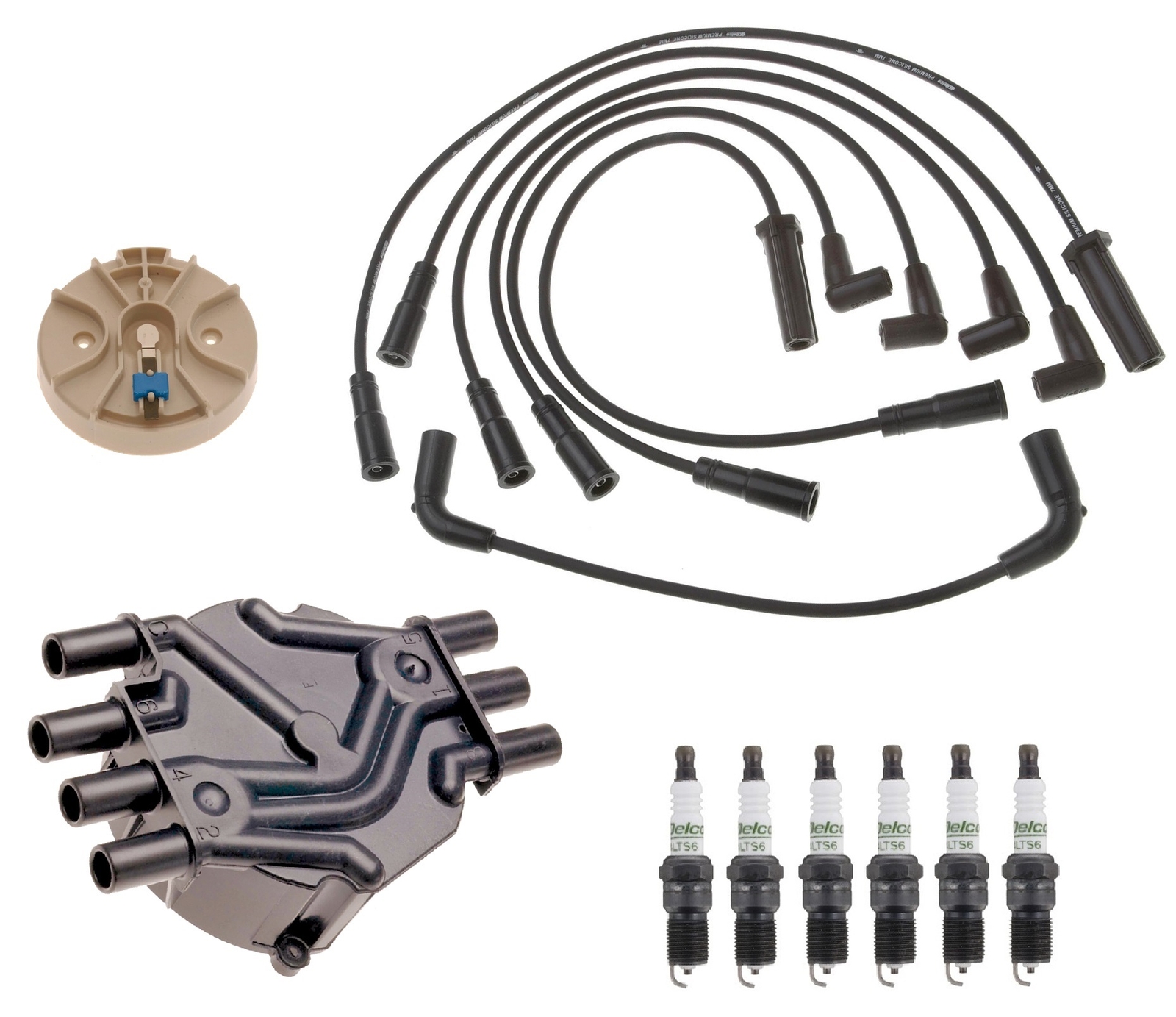 ACDelco Ignition Kit Distributor Rotor Cap Wire & Spark Plugs for Chevy GMC 4.3L