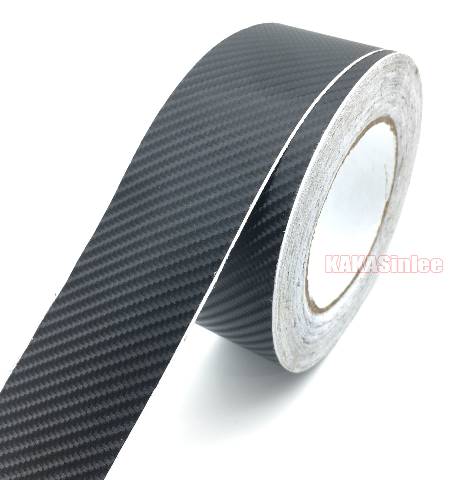 2inch W 4D Black / Car PVC Grain Carbon Fiber Vinyl Tape Wrap Sticker Decal Trim