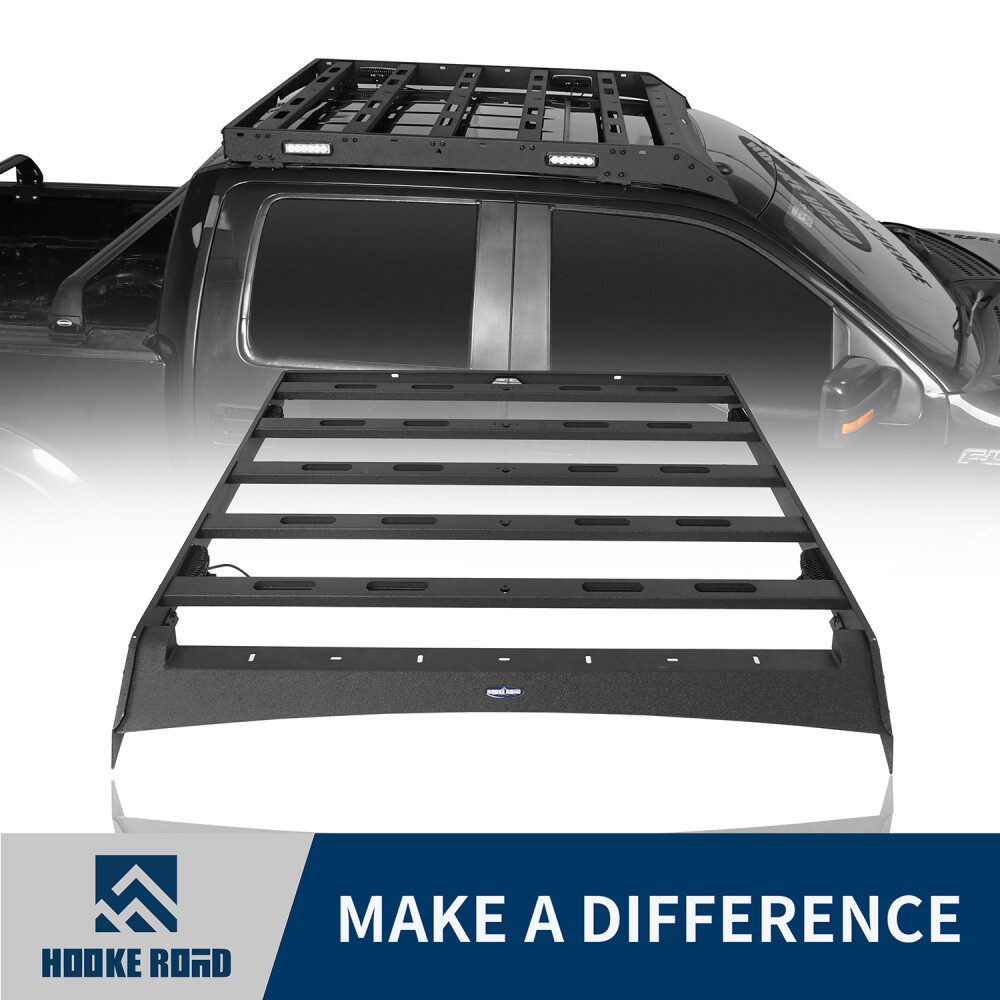 Hooke Road Top Roof Rack Cross Bar w/Led Light Fit F150 09-14& Raptor Super crew