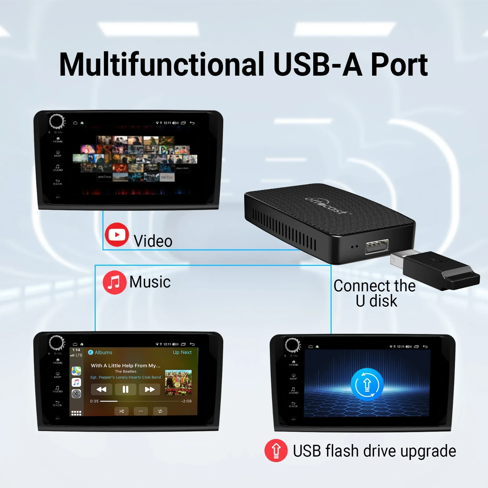 Ottocast Play2Video Pro AIBOX Wireless Carplay&Android Auto Adapter TK