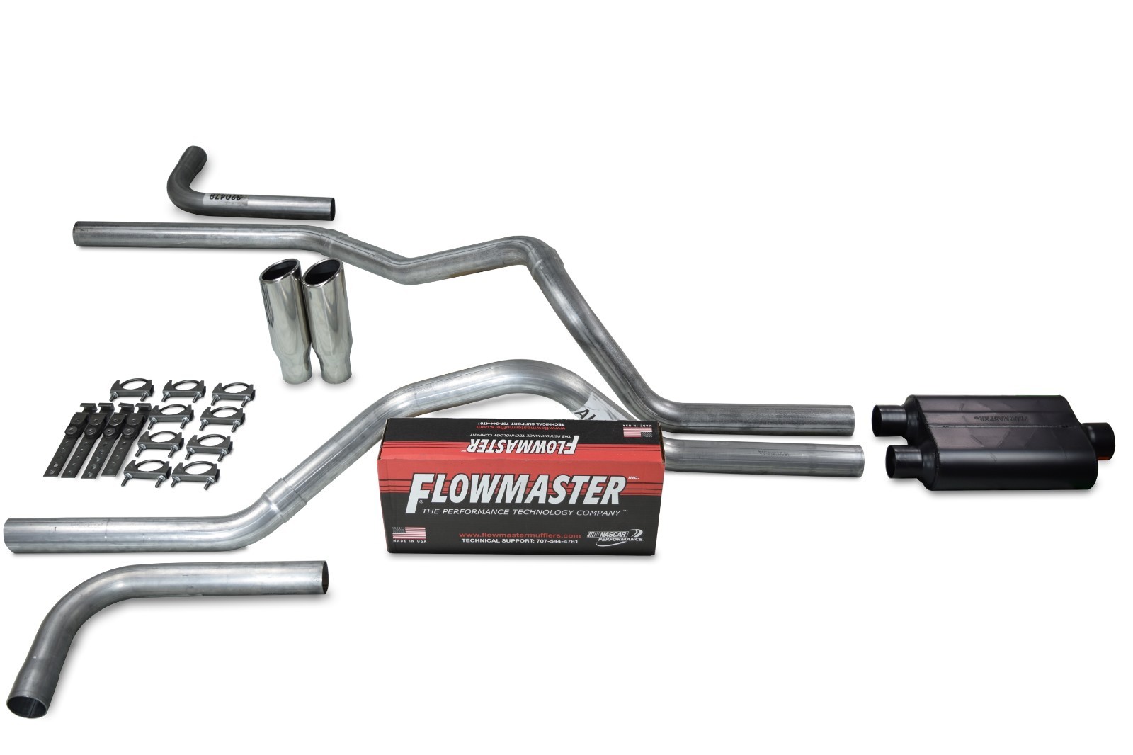 Dodge Ram 1500 04-08 2.5″ Dual Exhaust Kit Flowmaster 40 Series Clamp Tip Side