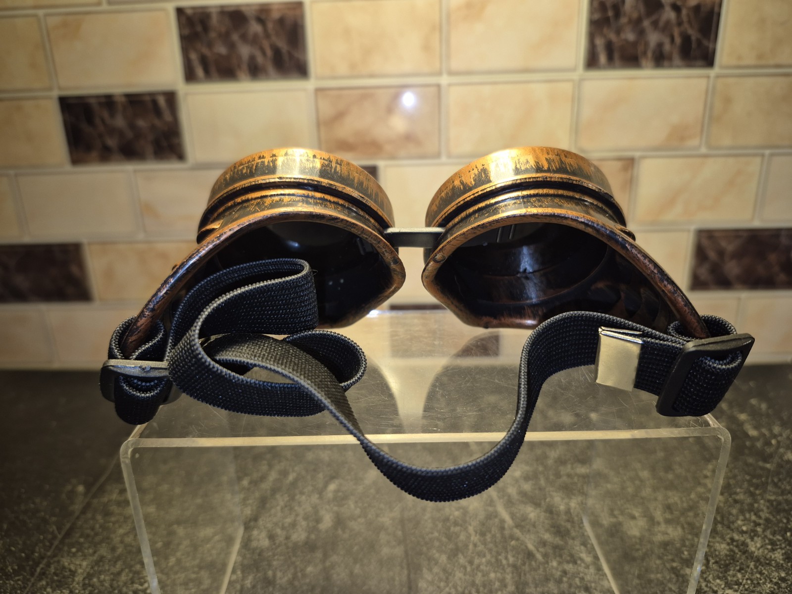 Steampunk Plastic Copper Color Motorcycle Flying Goggles Vintage Pilot Biker