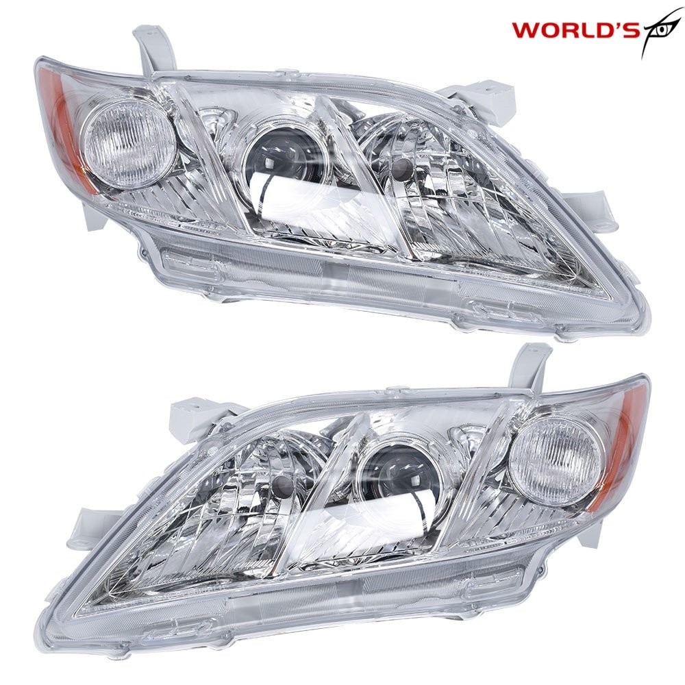 Headlights For 2007 2008 2009 Toyota Camry Projector Headlamps Chrome Right+Left