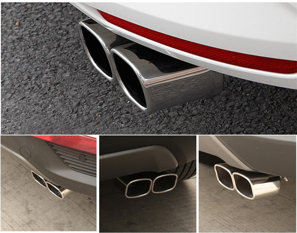 1PC Car Exhaust Muffler Tip Dual Square Tail Pipe Stainless Chrome 2.5″ Inlet US