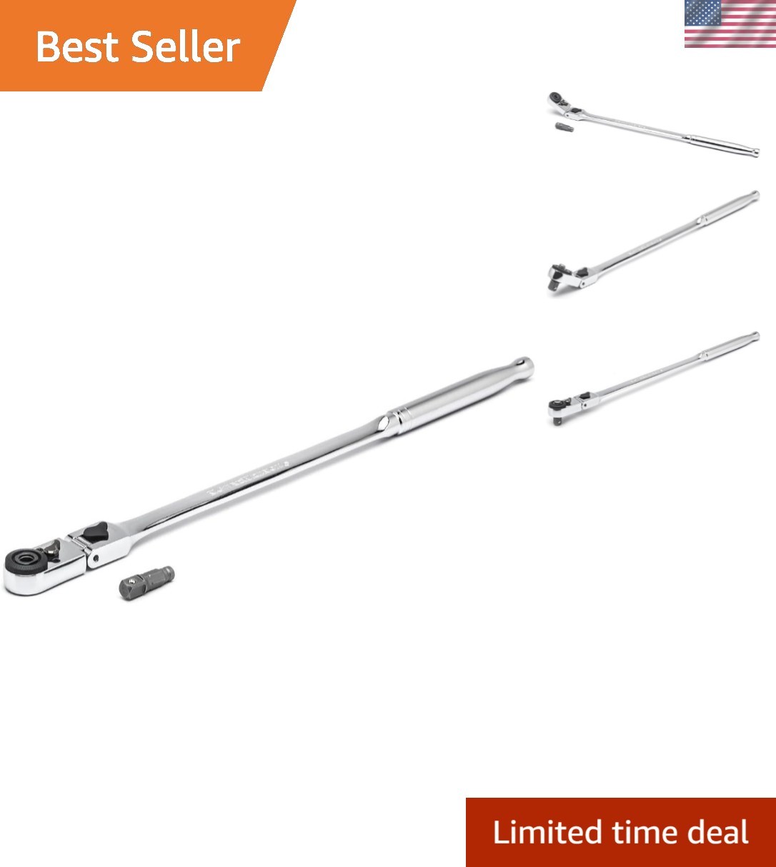 1/4″ Drive 72 Tooth Quick Release Locking Flex Slim Head Ratchet, 12″ – 81030