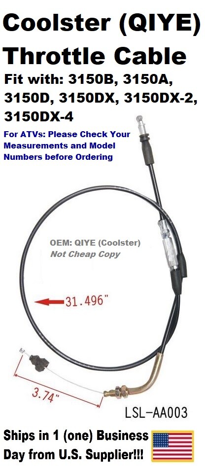 3150 Series Coolster THROTTLE CABLE 80cm-9.5cm (TC-14) (LSL-AA003) QIYE, 3150DX