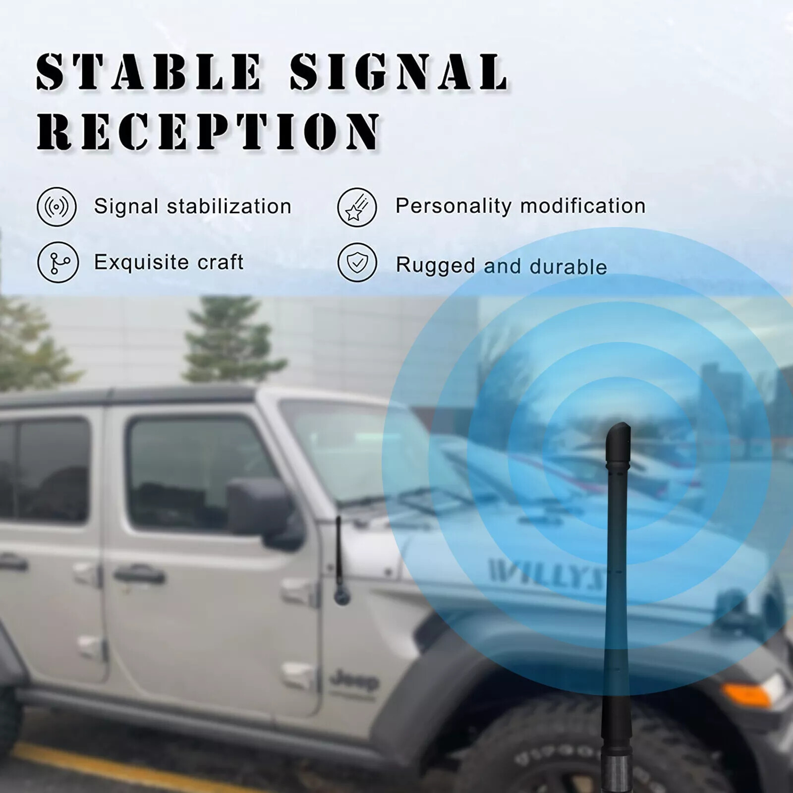 7″ Short Antenna Mast Radio for JEEP WRANGLER JK/JL 2007-2023 GLADIATOR 2020-23