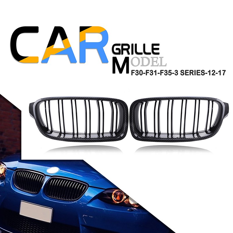 Carbon Fiber Black Front Kidney Grille For BMW 3 Series F30 F31 M3 Style 2012-18