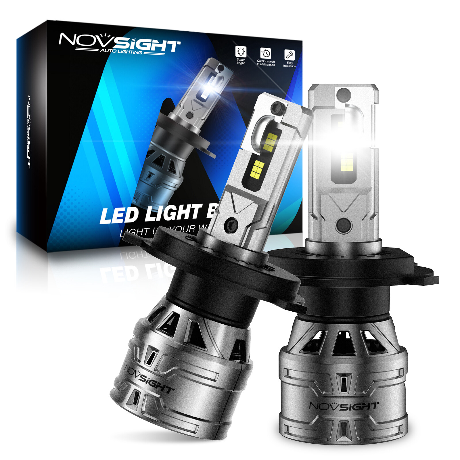 2x H4 9003 Super White 70000LM Kit LED Headlight Bulb High Low Beam Combo 6500K