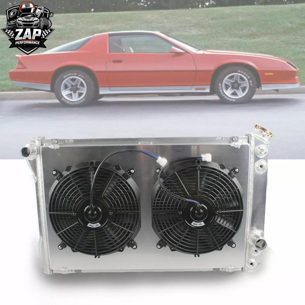 4Row Radiator+Shroud+Fan For 1982-1992 1991 Chevy Camaro Iroc-Z RS Z28 V8 CC951