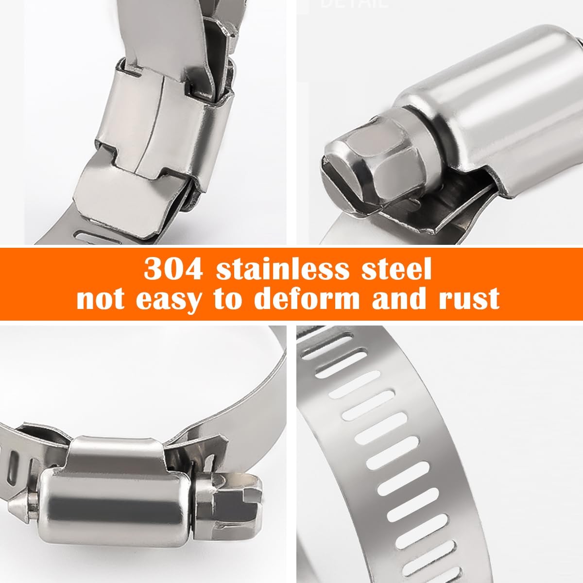 25 PCS Hose Clamps 1/4″–1/2″ 612mm304 Stainless Steel Worm Gear Fuel Line Hos…