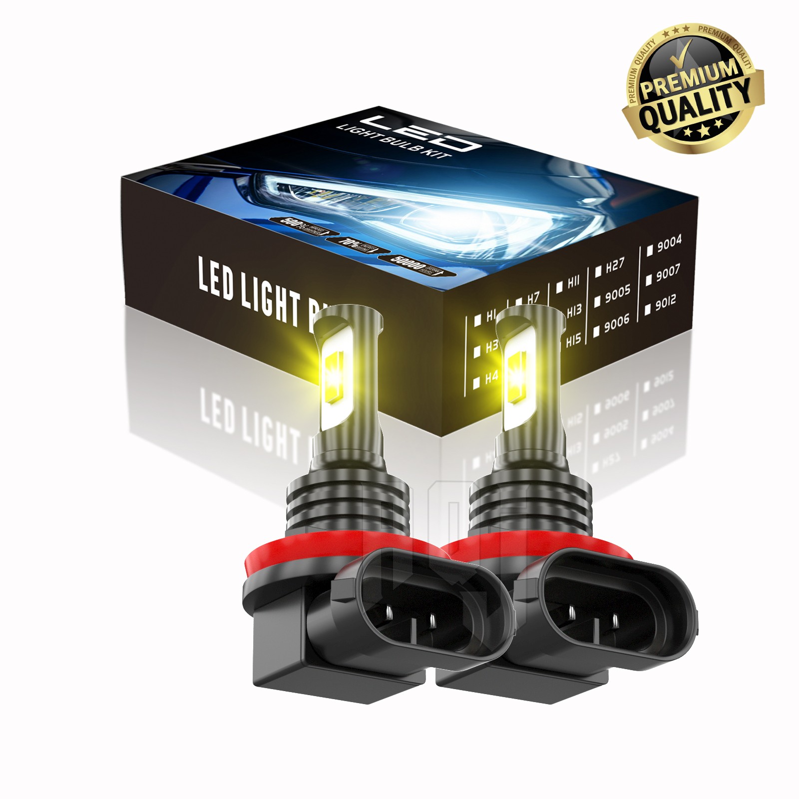 H11 H8 H9 LED Fog Light Bulbs 3000K Golden Yellow Super Bright Light High Power+
