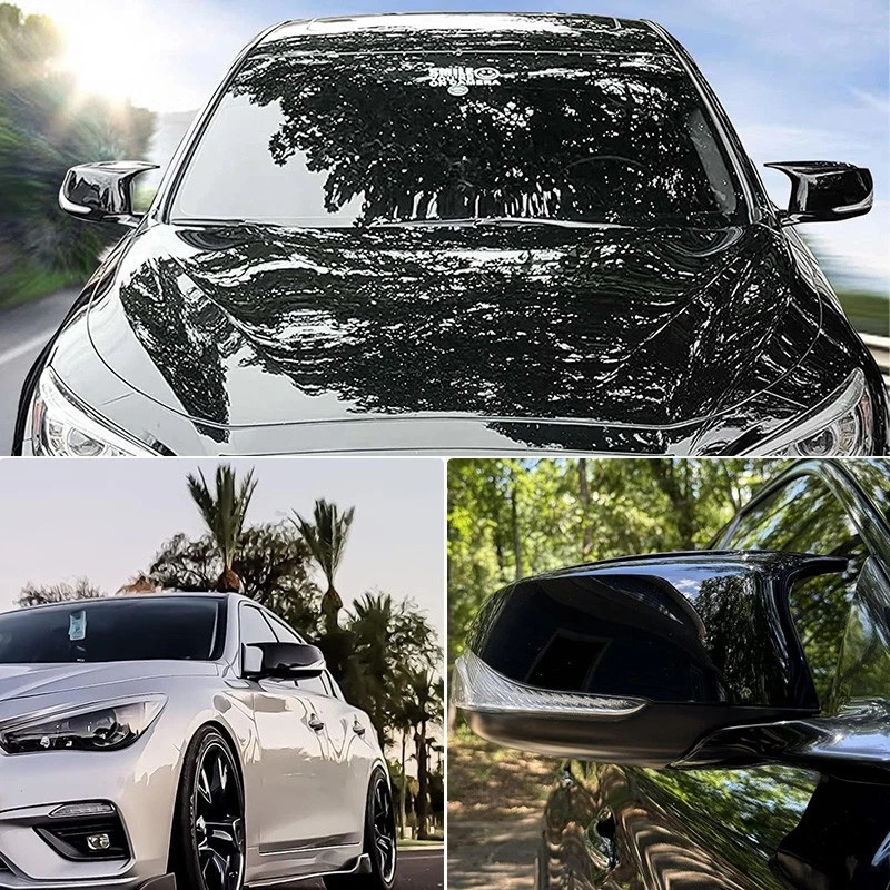 2X Mirror Cover Cap For Infiniti Q50 Q60 Q70 2014-2021 M3 Style Side Gloss Black
