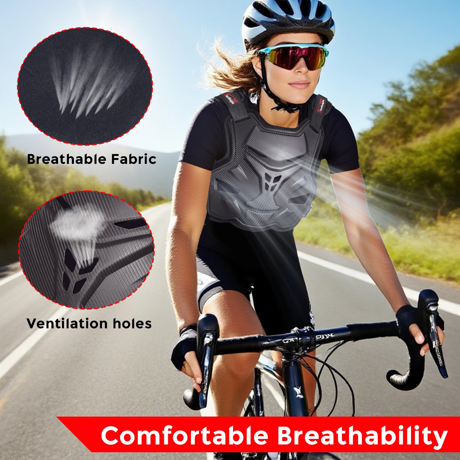 Adult Motocross Chest Protector Lightweight Adjustable Armor for Riding & Sports