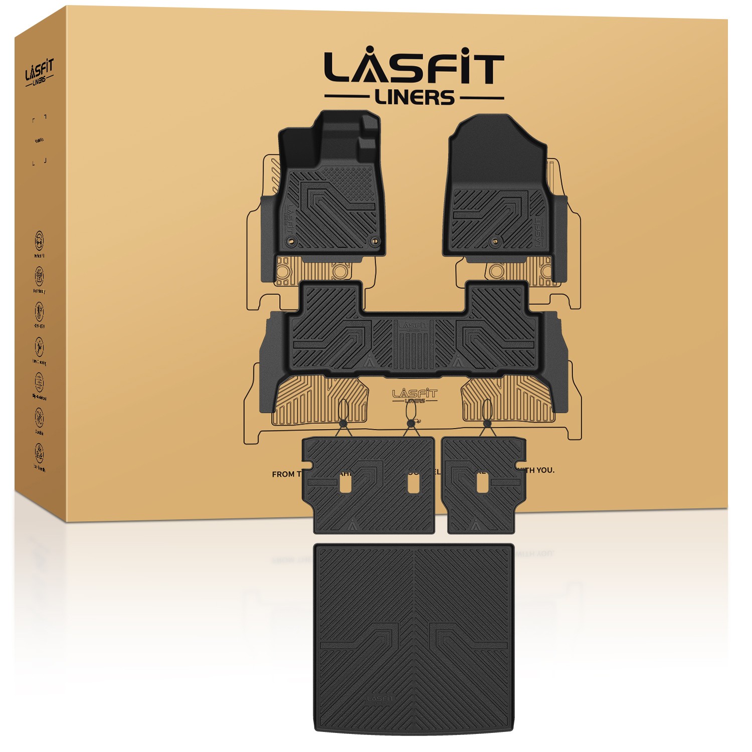 LASFIT Floor Mats/Trunk Cargo Liner for 2019-2026 Honda Passport TPE All Weather