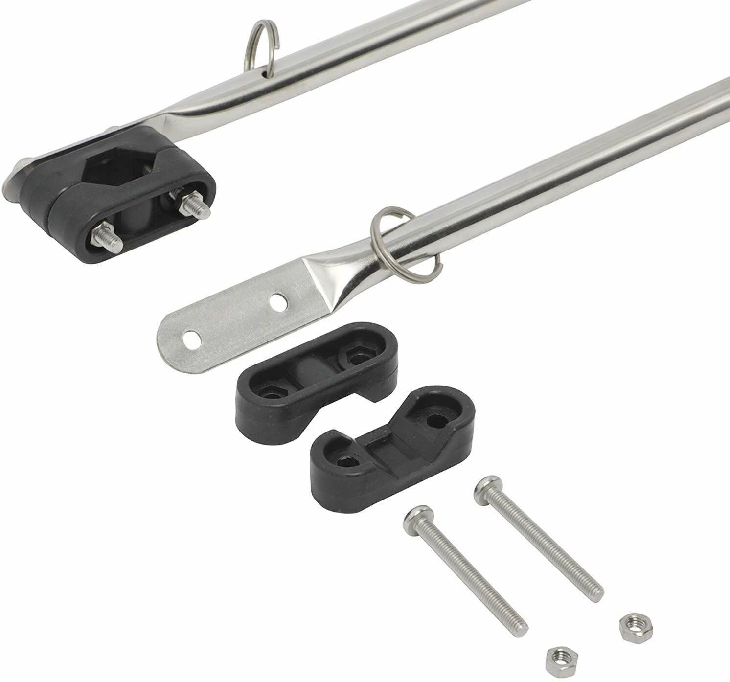 2X 15″ Flag Pole Stainless Steel Flagpole for Marine Boat Truck RV Fit 7/8″ Rail
