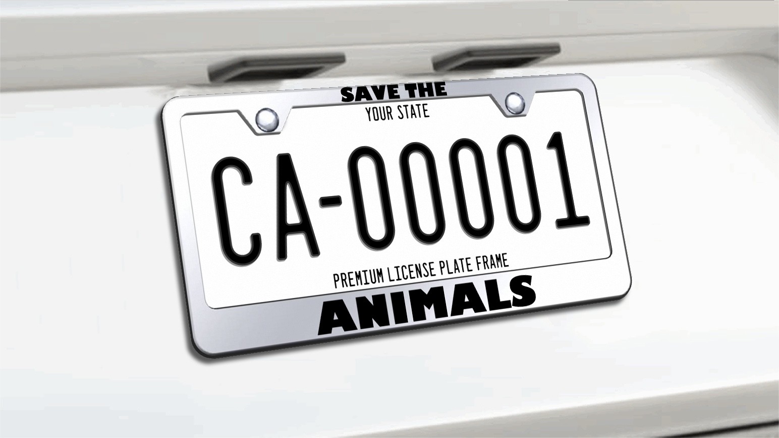 SAVE THE ANIMALS ANIMAL METAL LICENSE PLATE FRAME TAG HOLDER