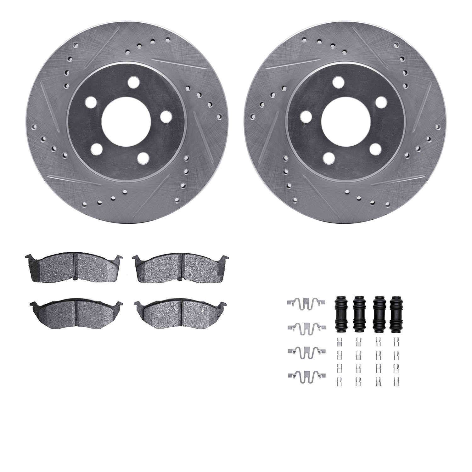For Dodge Neon 95-99 Drilled & Slotted Front Brake Kit w Optimum Pads