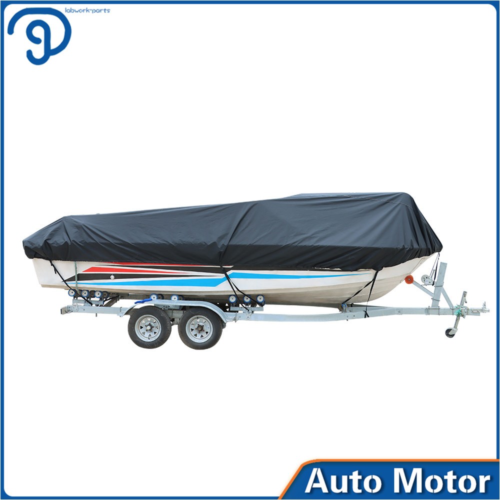 Waterproof Trailerable Boat Cover Fishing V-Hull Runabout 11-13FT New Black