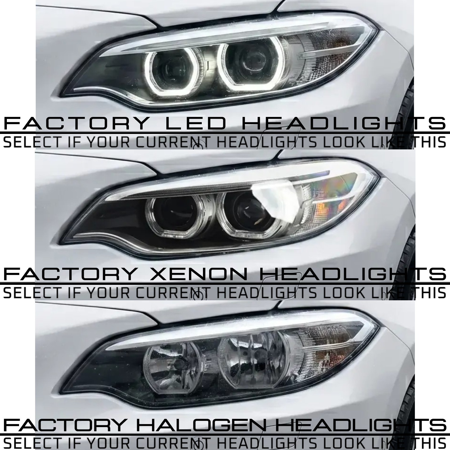 BMW M2 F22 F23 228i 235i Ikon 2 Series Tri-Color Amber LED Headlights 2014-2021