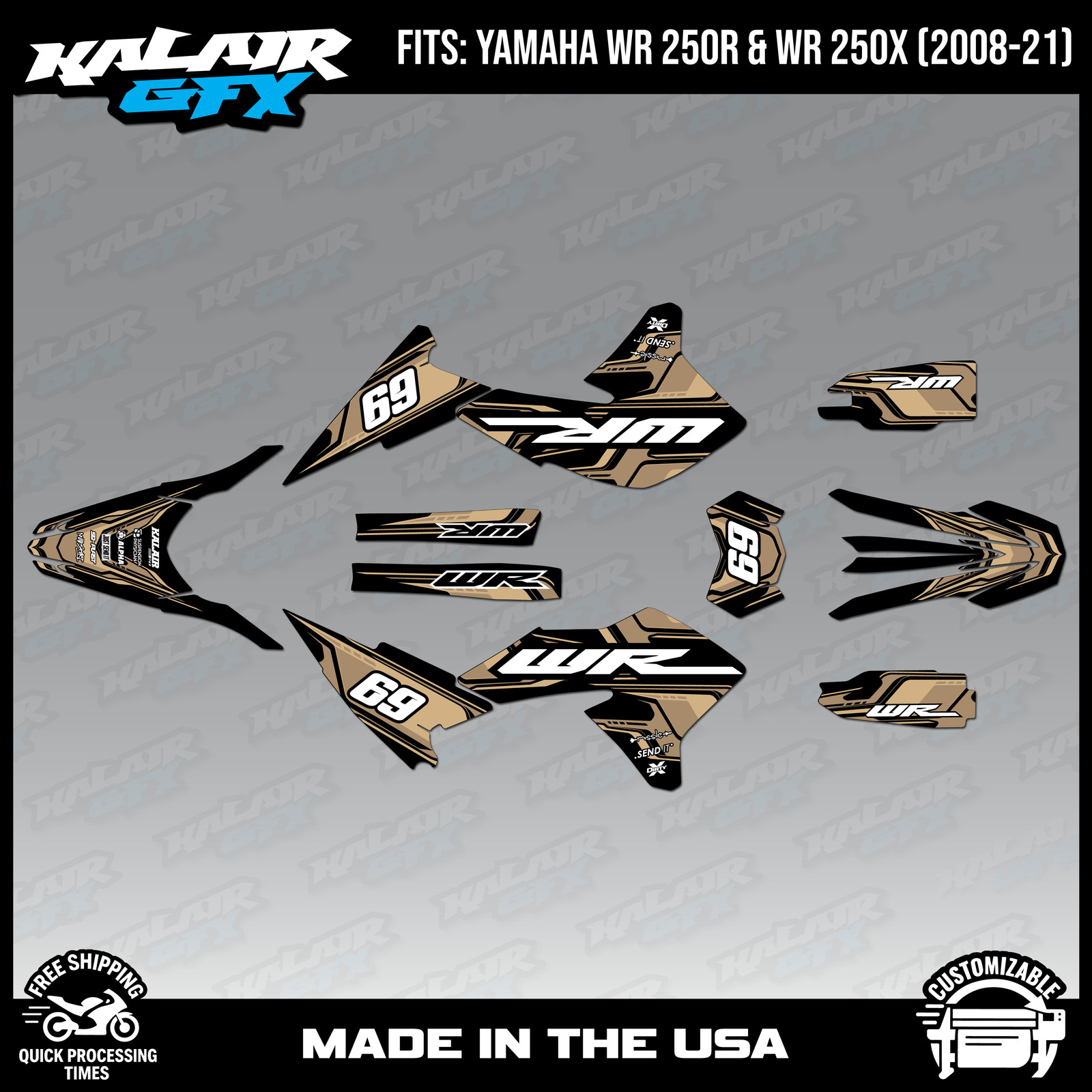 Graphics Kit for Yamaha WR250R WR250X (2008-2021) Klutch Series – TAN