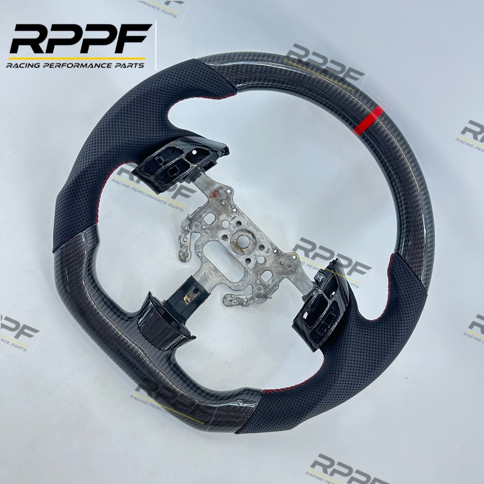 RPPF Carbon Fiber Steering Wheel Black Leather For Acura TSX 2004 2005 2006-2008
