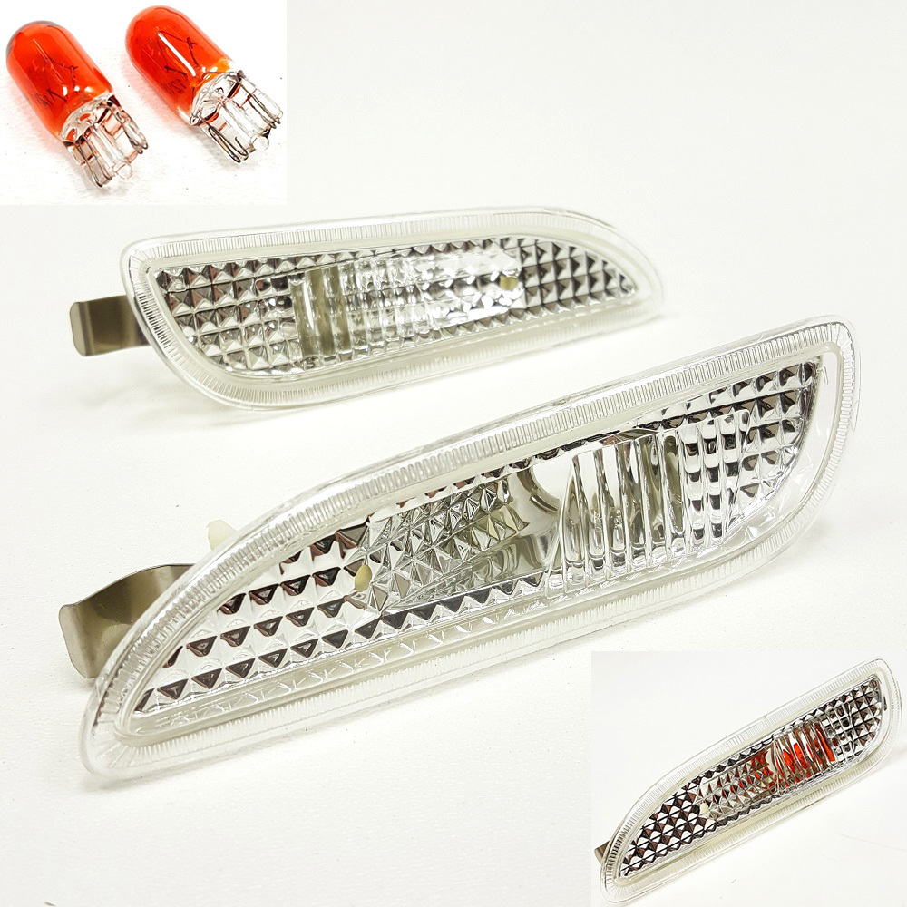 For 2003-2006 Mercedes CLK500 W209 Euro Chrome Clear Front Side Marker Light Kit