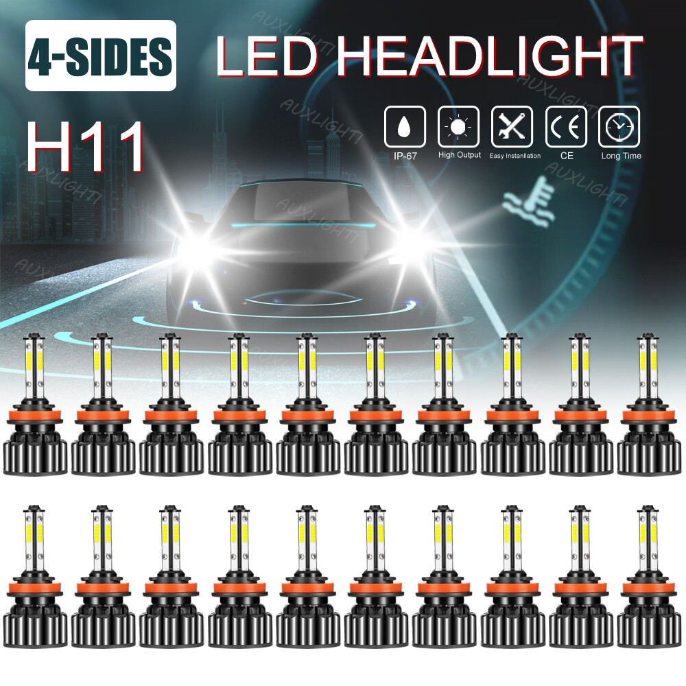 20PCS H11 6000K LED Headlight High Low Beam Bulb 120W 20000LM White DICN 4 Sides
