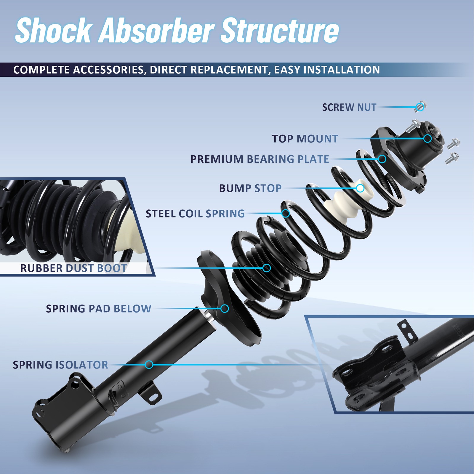 2X Front Complete Struts & Spring Assy For 2014-2019 Ford Escape 1.5L 2.0L 2.5L