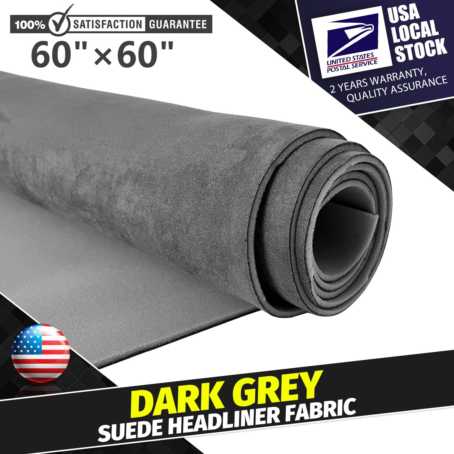Grey 80″ L×60″ W Suede Headliner Fabric Material For GMC Sierra Replace/Repair