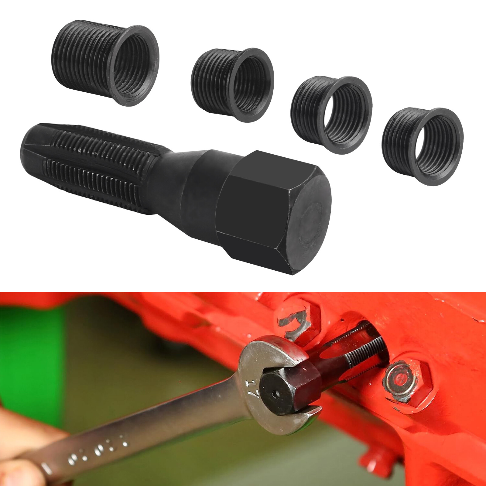 M14 x1.25 Spark Plug Rethread Thread Repair Kit Helicoil Reamer Tap w/ 4 Inserts