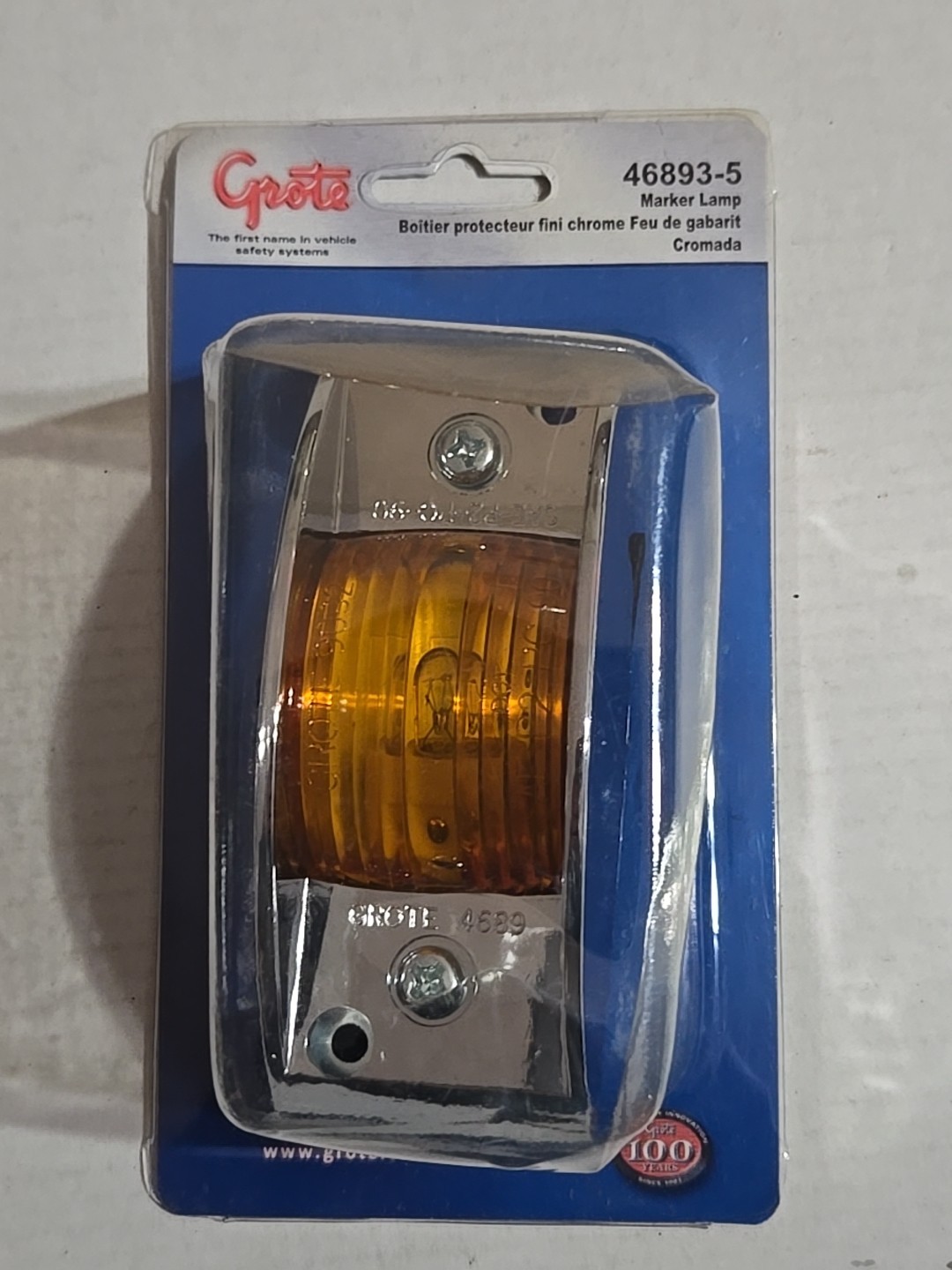 Grote 46893-5 Clearance/Marker Lmp Yellow Chrome Armored NEW