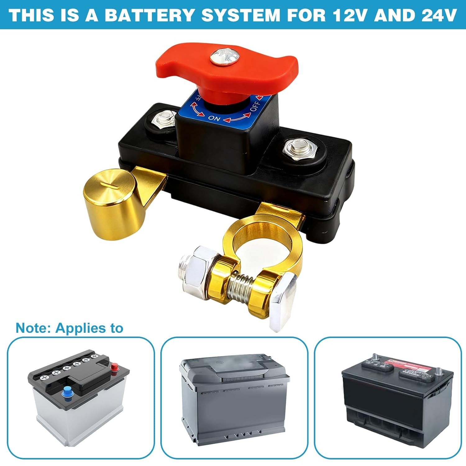 2Pcs Universal Battery Disconnect Switch 12V / 24V Cut Off Isolator for Cars RV