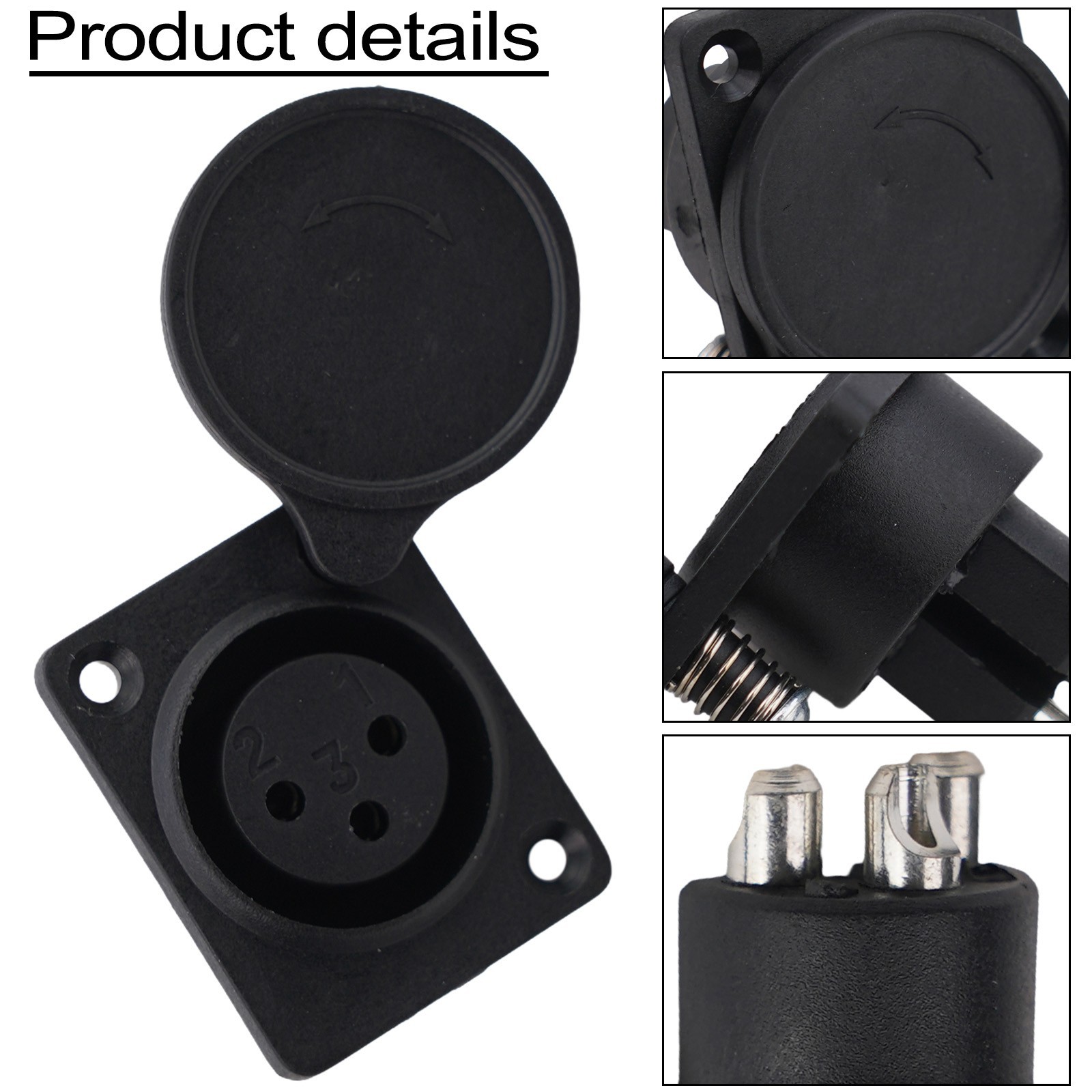 3-Pin XLR Female Chassis Panel-Plug Socket Connector For Audio Mobility Scooter