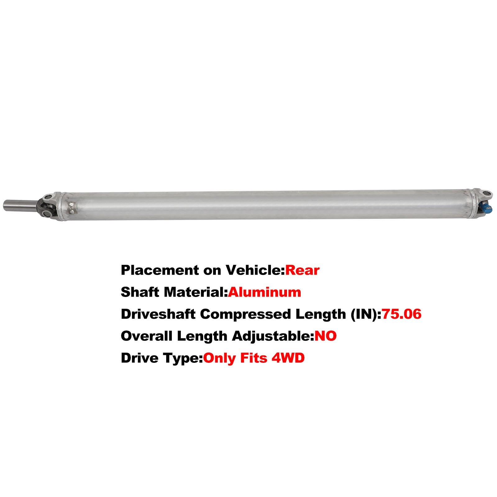 For Chevrolet Silverado 1500 GMC Rear Driveshaft Prop Shaft Assembly 99-05 4WD