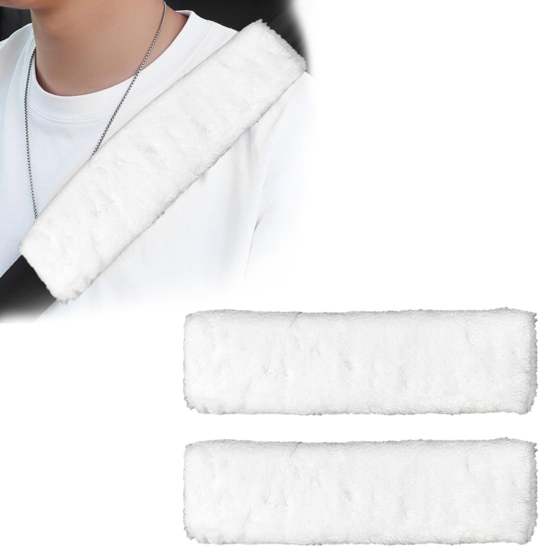 2 Pack Warm Fluffy Seat Belt Cushions for Adults & Kids – Stylish Car Comfort
